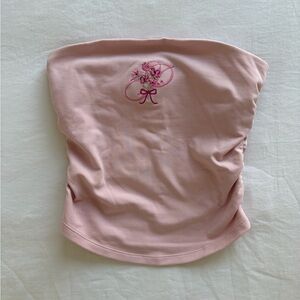 VS PINK Cotton Side Ruched Tube Top